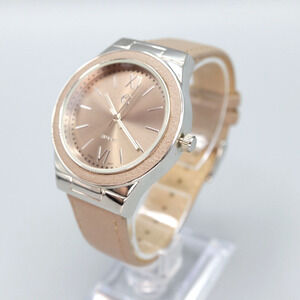 Charming Charlie 38mm Dress Watch Tan Leather Strap and Bezel with Fresh Battery